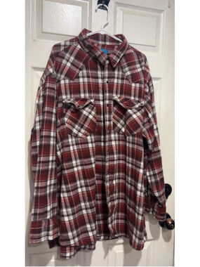 Men's BTC Red Plaid Flannel Shirt Jacket 4XLT